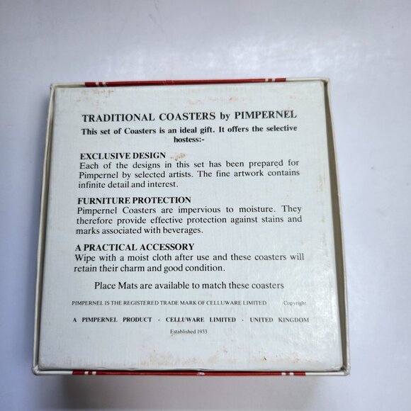 Manitoba Crocus Pimpernel Coasters Set of Six w/ Box Open Vintage Nice - Picture 7 of 7